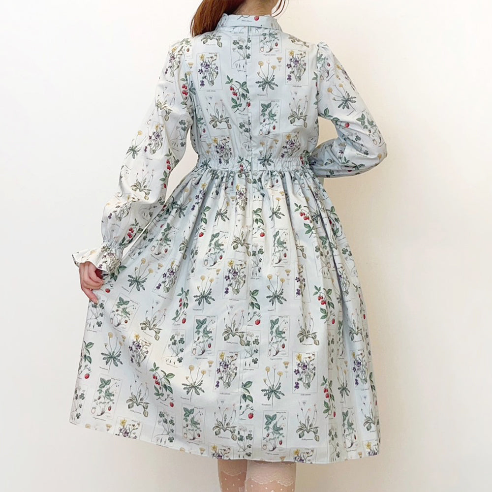 植物図鑑ボウタイ長袖ワンピース