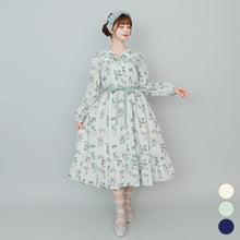 将图片加载到图库查看器，Plant encyclopedia front button long sleeve dress
