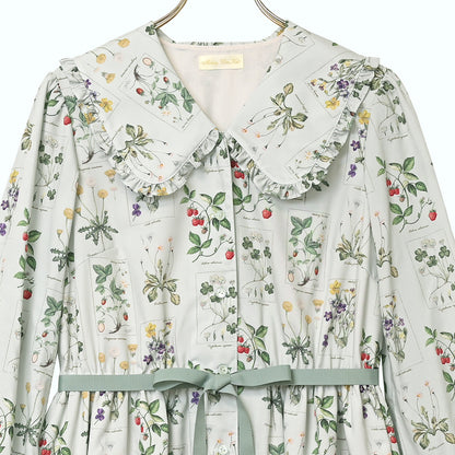 植物図鑑フロントボタン長袖ワンピース