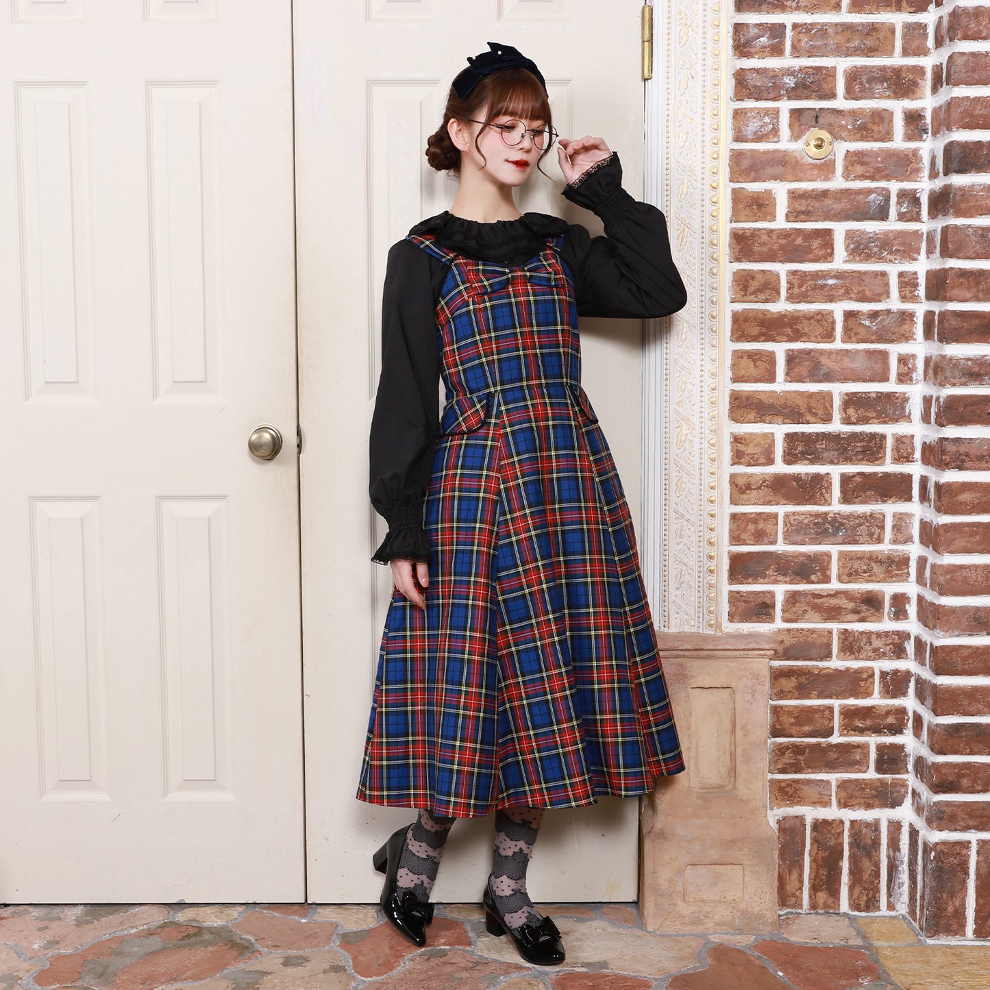Ribbon tartan  jumper dress