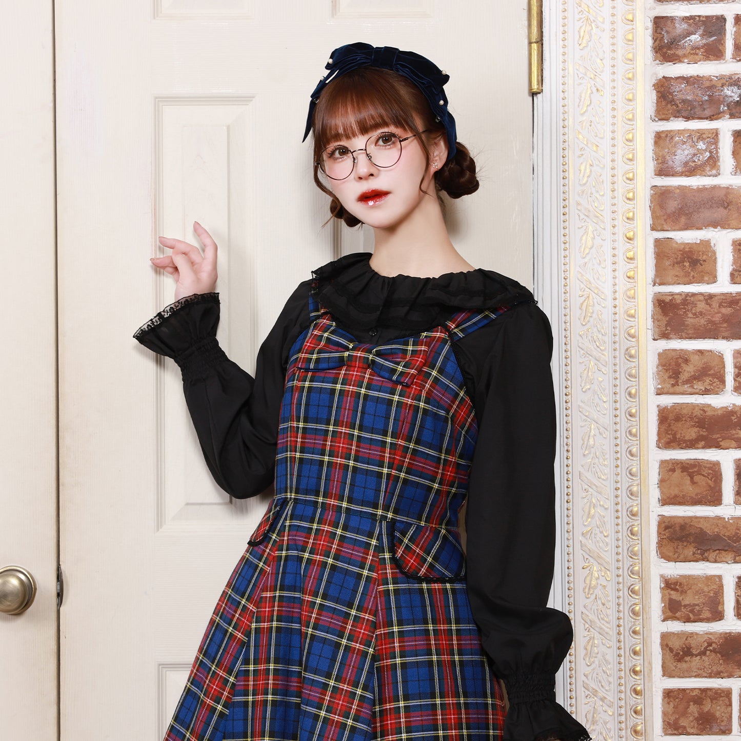 Ribbon tartan  jumper dress