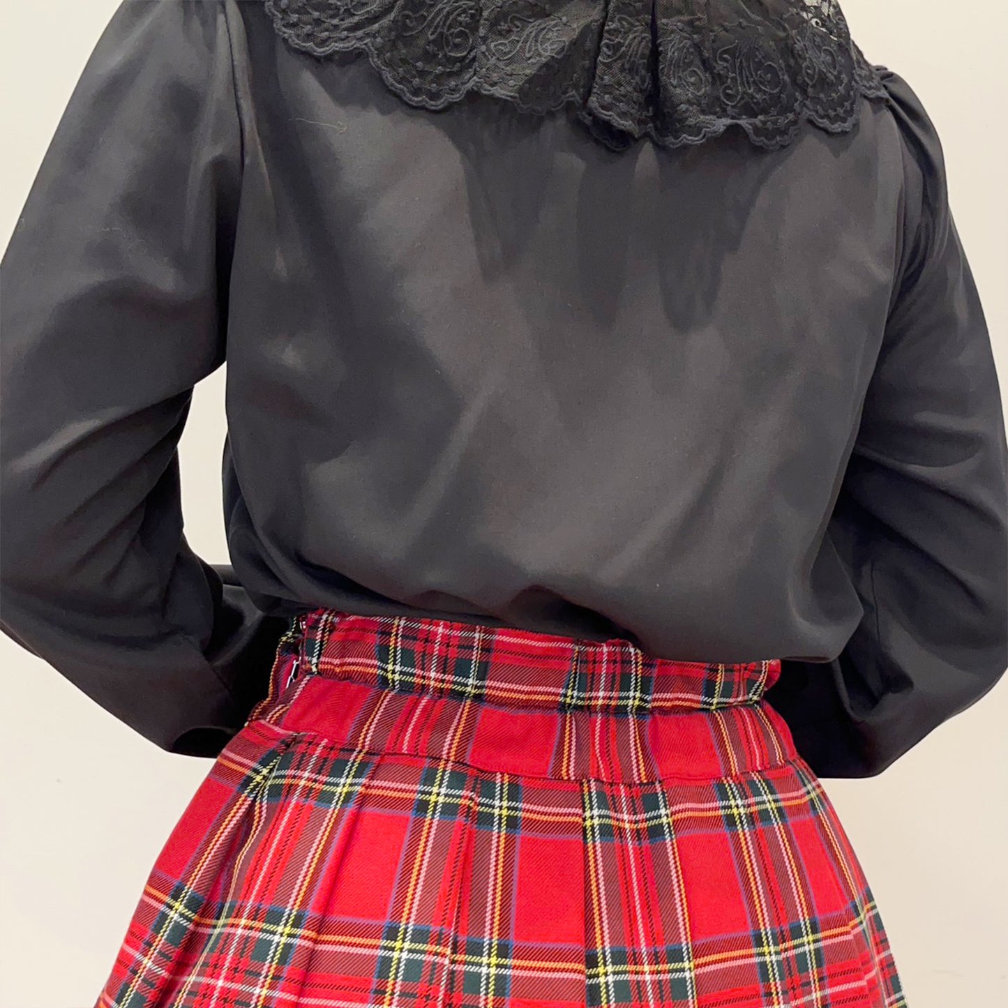 Ribbon tartan pleats skirt