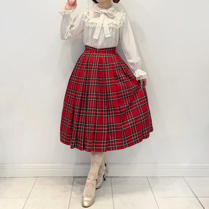 Ribbon tartan pleats skirt