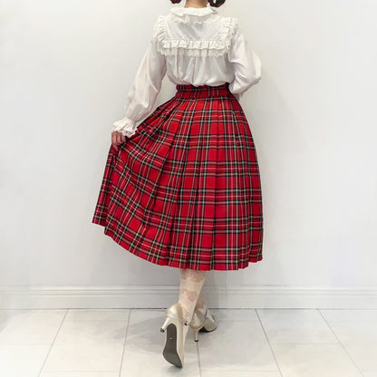 Ribbon tartan pleats skirt