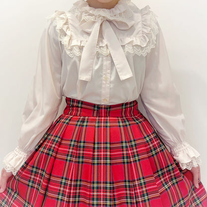 Ribbon tartan pleats skirt