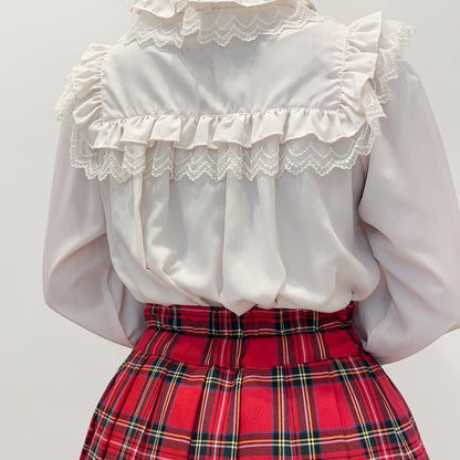 Ribbon tartan pleats skirt