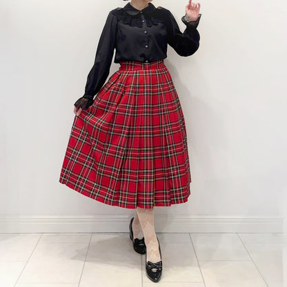 Ribbon tartan pleats skirt