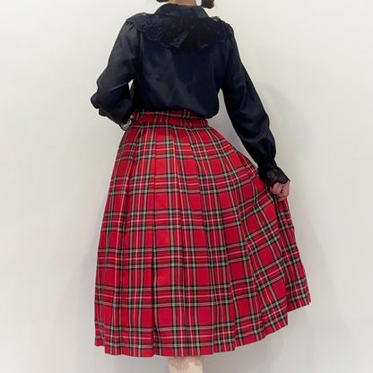 Ribbon tartan pleats skirt