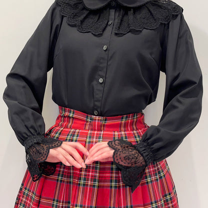 Ribbon tartan pleats skirt