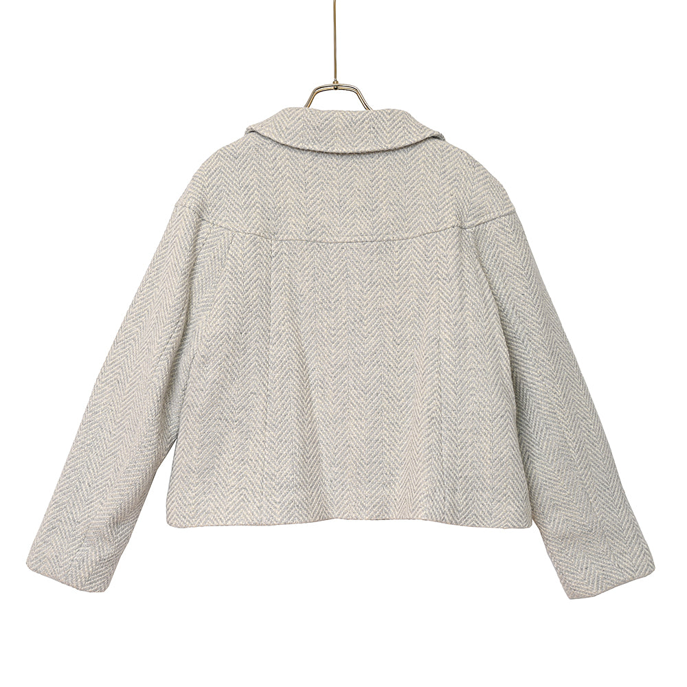 リボンパール ヘリンボーンショートコート