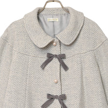 将图片加载到图库查看器，Ribbon Pearl Herringbone Short Coat
