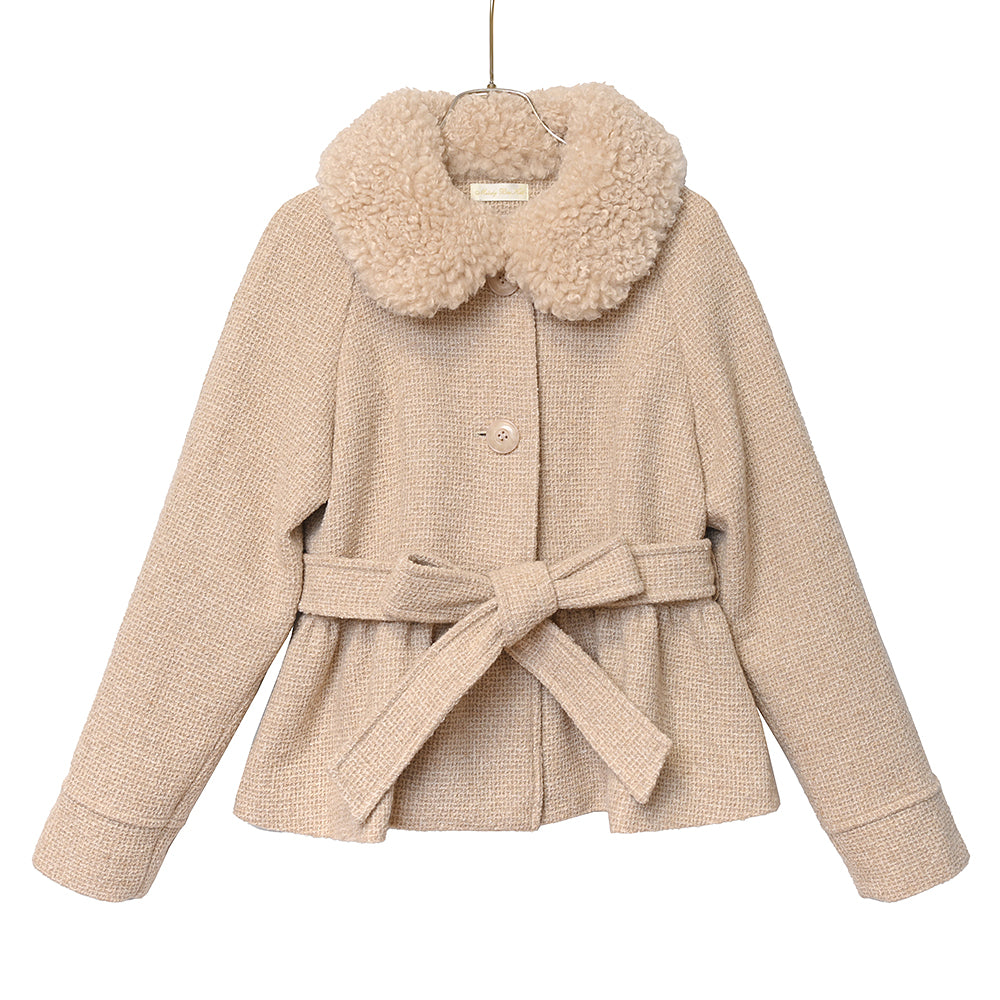 ケープ付きツイードショートコート