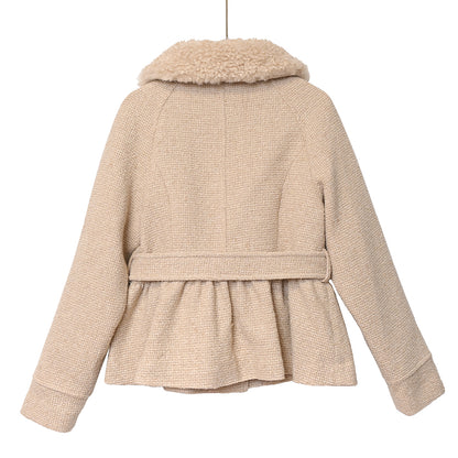 ケープ付きツイードショートコート