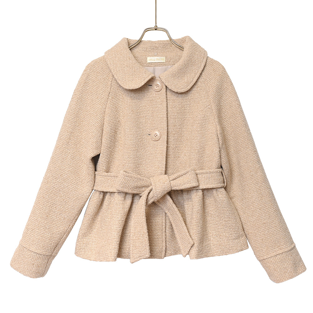 ケープ付きツイードショートコート