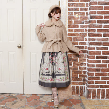 ケープ付きツイードショートコート