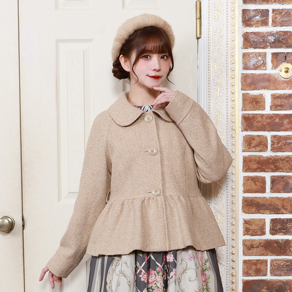 ケープ付きツイードショートコート-Melody BasKet(メロディー