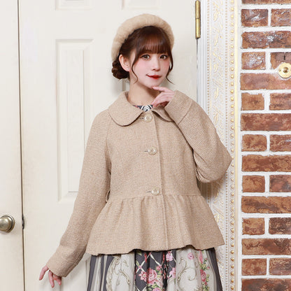 ケープ付きツイードショートコート