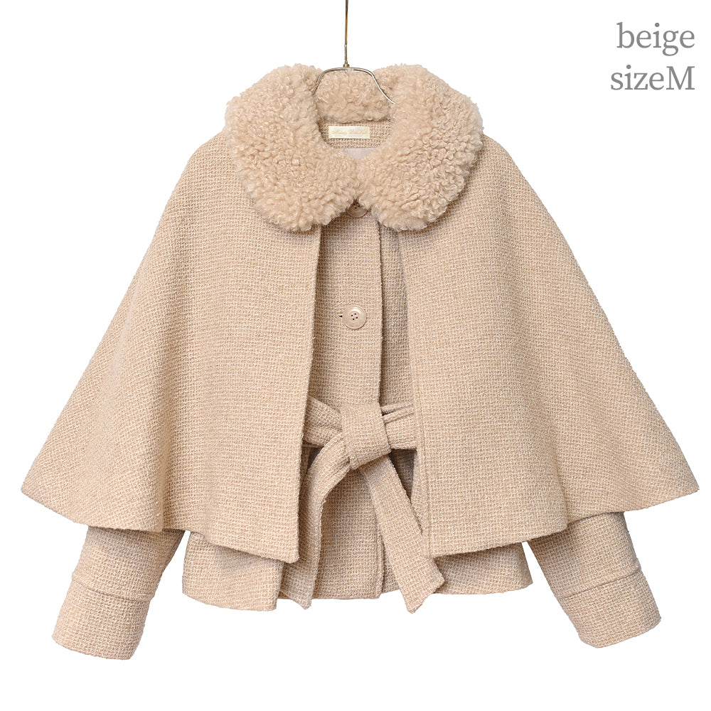 ケープ付きツイードショートコート-Melody BasKet(メロディー