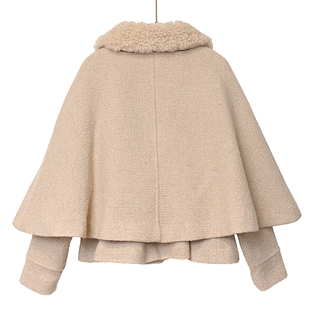 ケープ付きツイードショートコート-Melody BasKet(メロディー