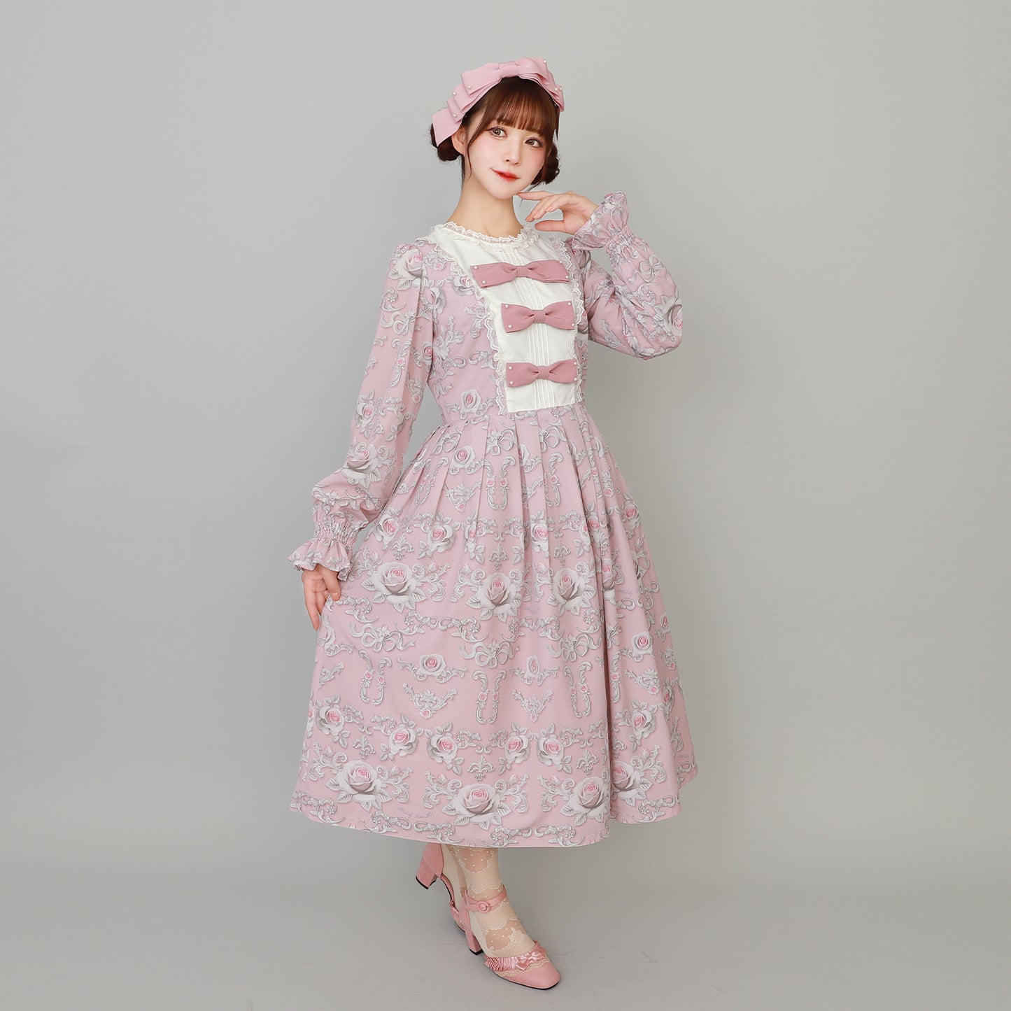 Rococo Rose triple ribbon dress