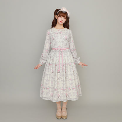 Rococo Rose pearl collar dress