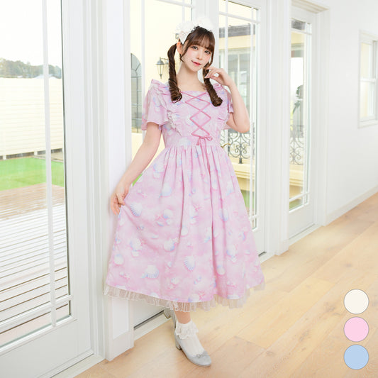 Seaside shellフリル袖ワンピース