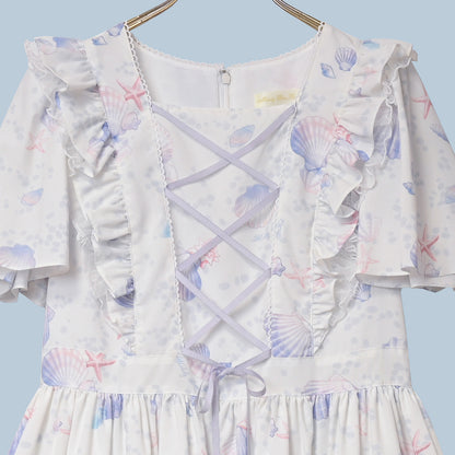 Seaside shellフリル袖ワンピース