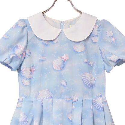 Seaside shell balloon sleeves dress