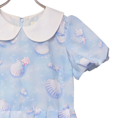 Seaside shell balloon sleeves dress