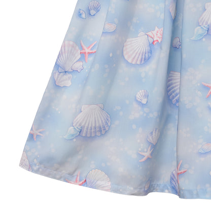Seaside shell balloon sleeves dress