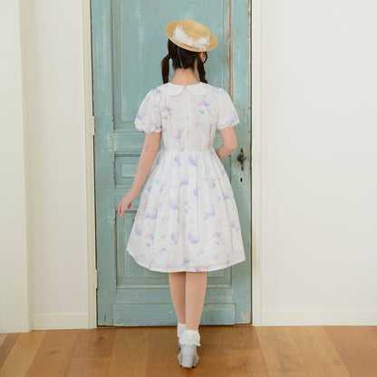 Seaside shell balloon sleeves dress
