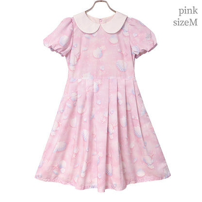 Seaside shell balloon sleeves dress
