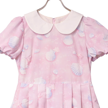 Seaside shell balloon sleeves dress