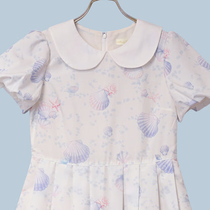 Seaside shell balloon sleeves dress