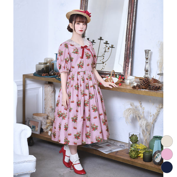 Strawberry time V-neck dress