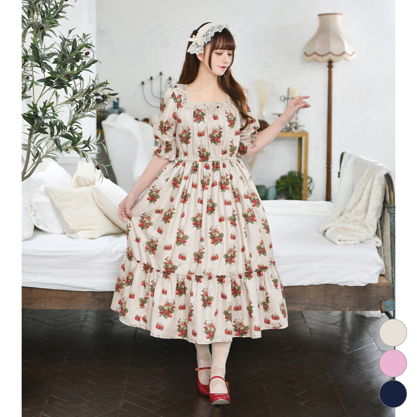 Strawberry timeスクエアネックワンピース
