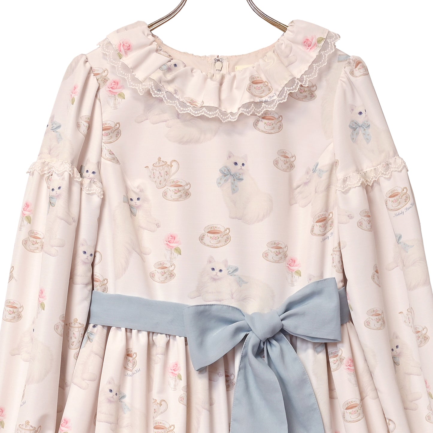 白猫のTea timeフリルカラーワンピース