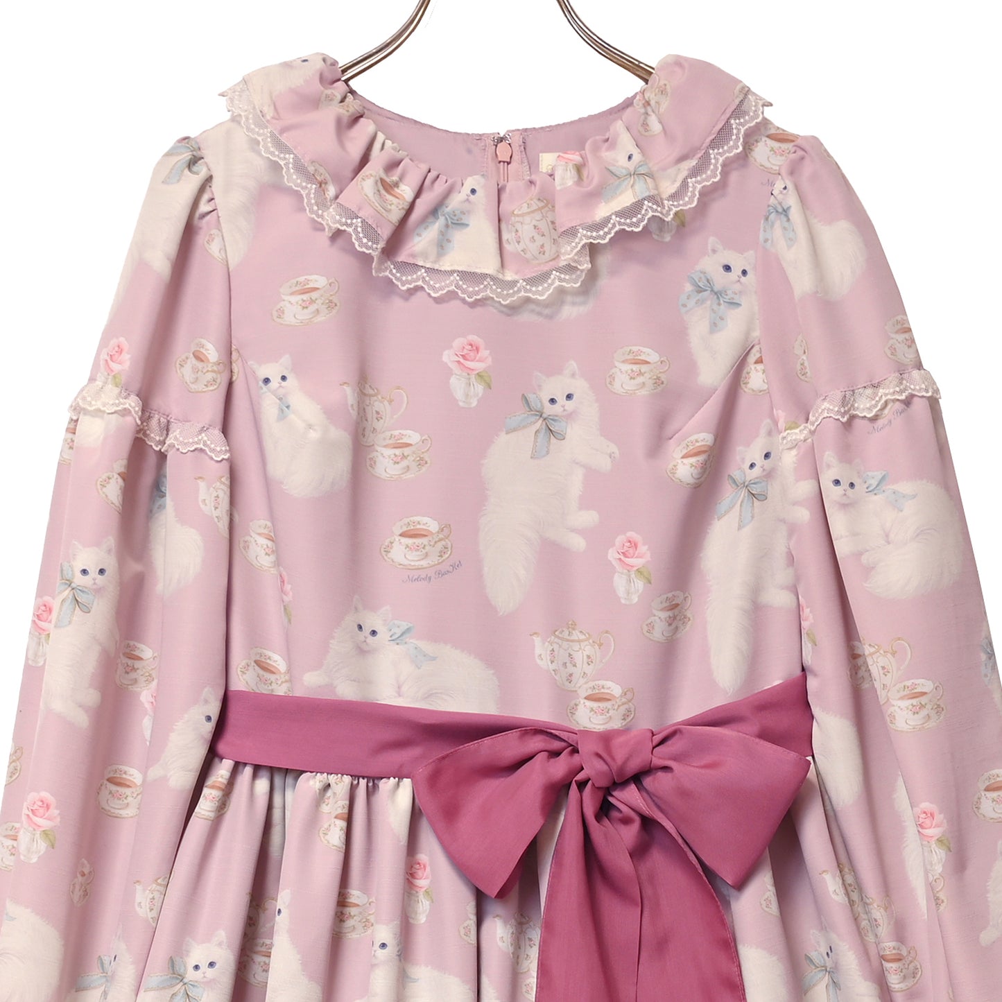 白猫のTea timeフリルカラーワンピース