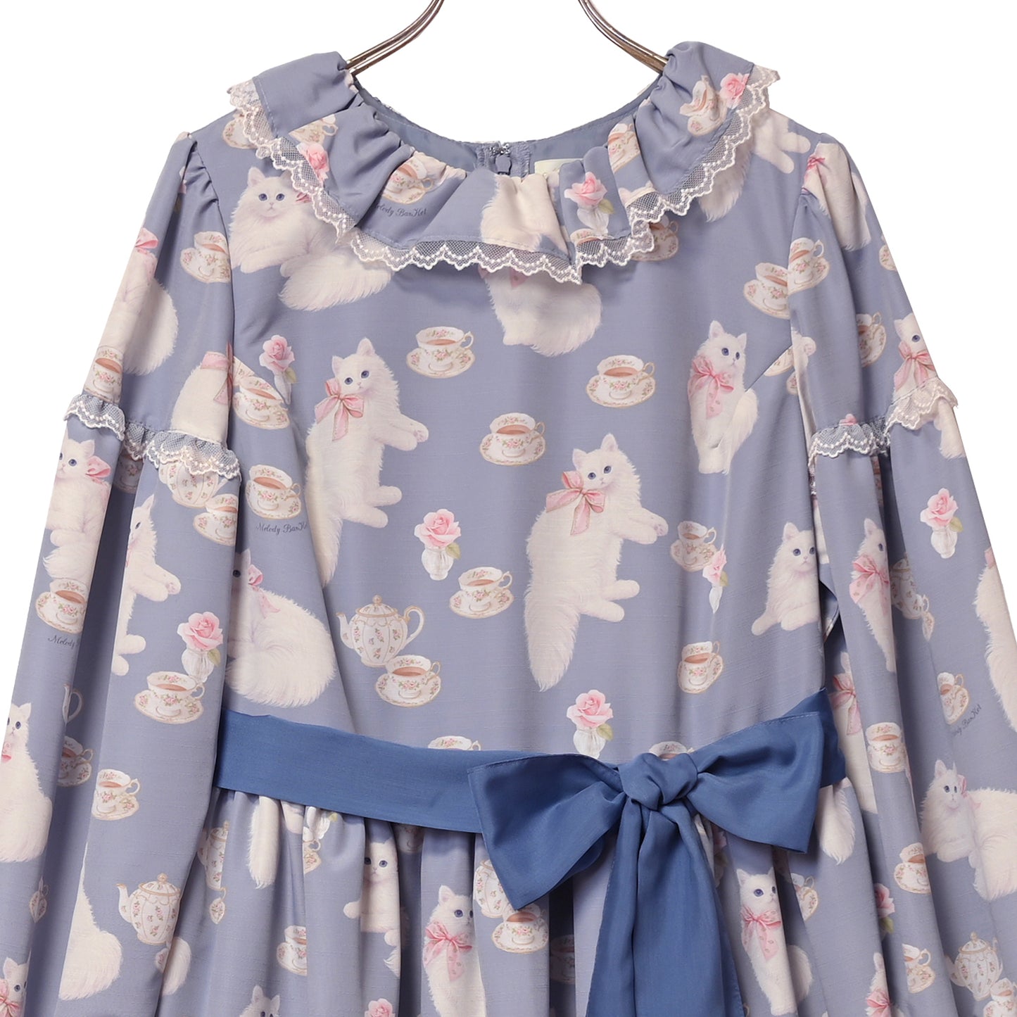 白猫のTea timeフリルカラーワンピース