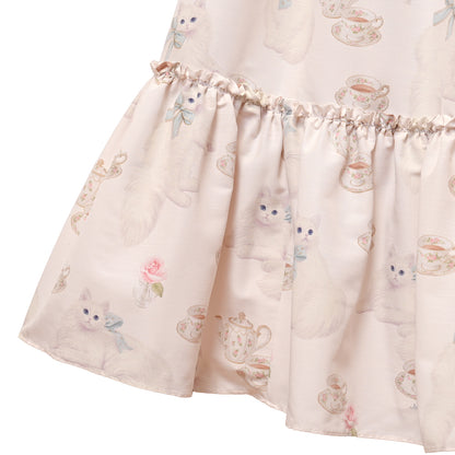 白猫のTea timeフリルカラーワンピース