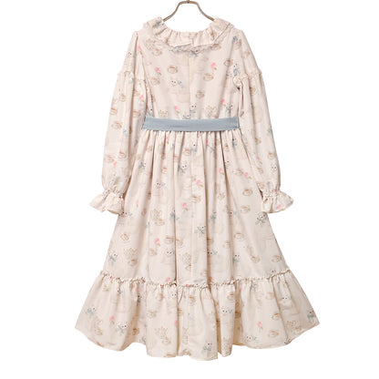 白猫のTea timeフリルカラーワンピース