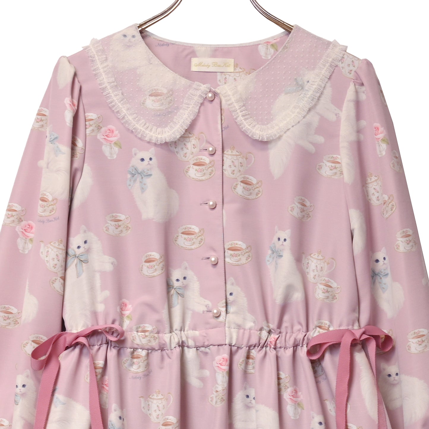 白猫のTea timeサイドリボンワンピース