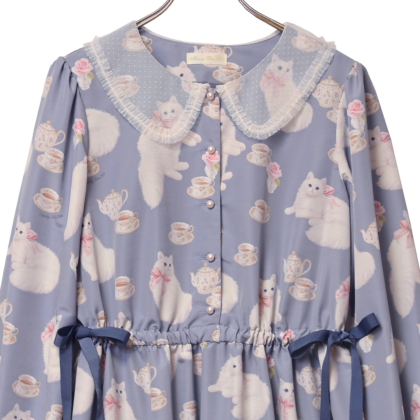 白猫のTea timeサイドリボンワンピース