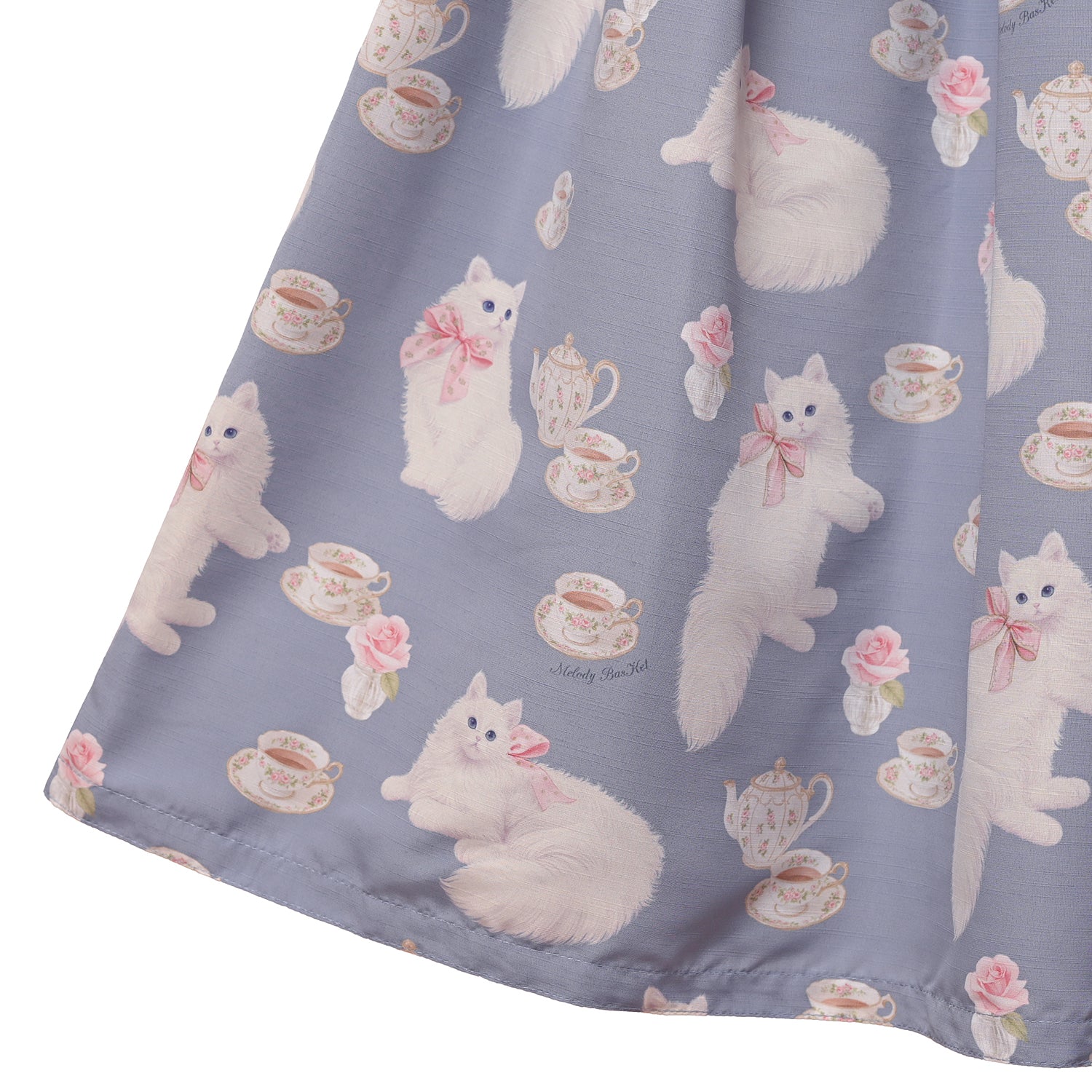 白猫のTea timeサイドリボンワンピース-Melody BasKet(メロディー