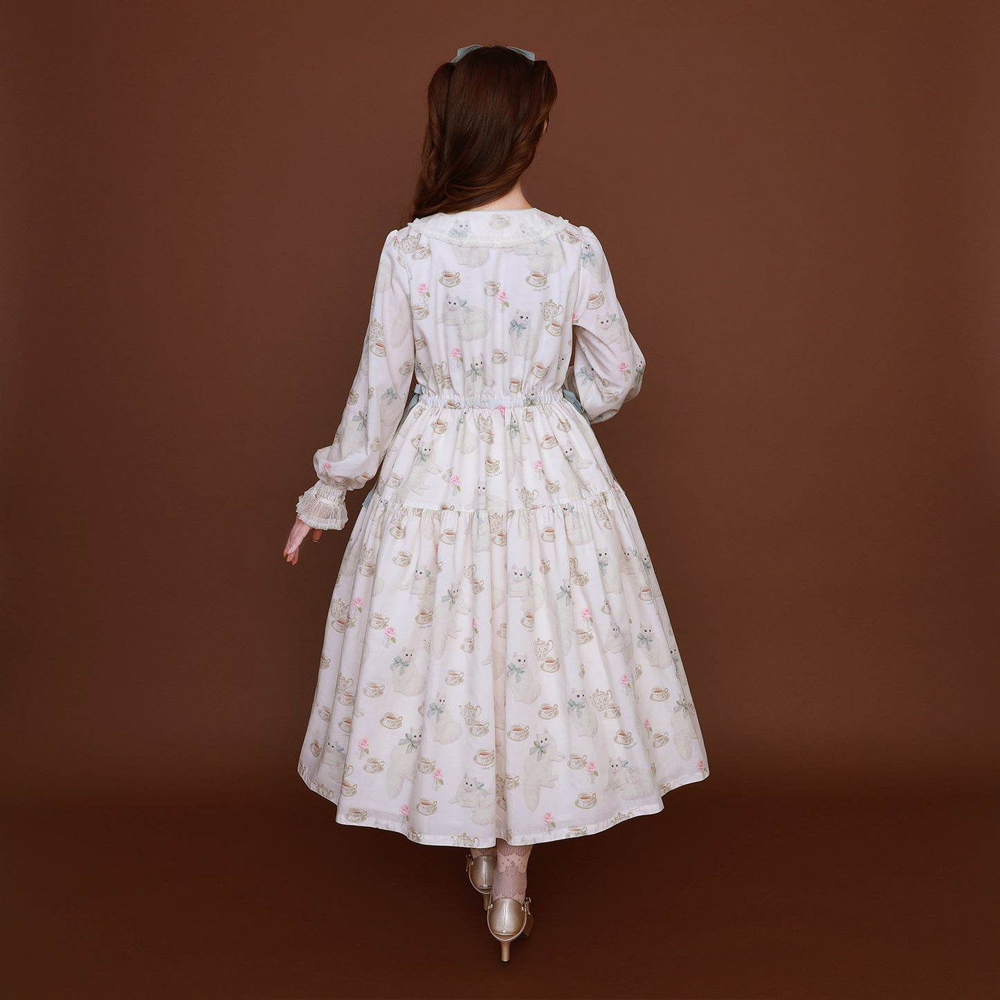 白猫のTea timeサイドリボンワンピース