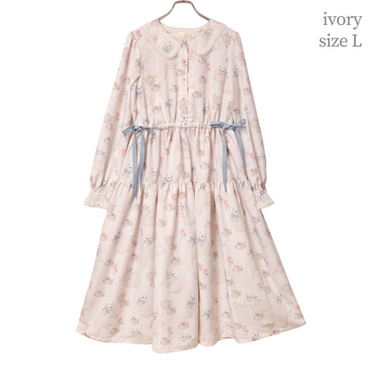 白猫のTea timeサイドリボンワンピース