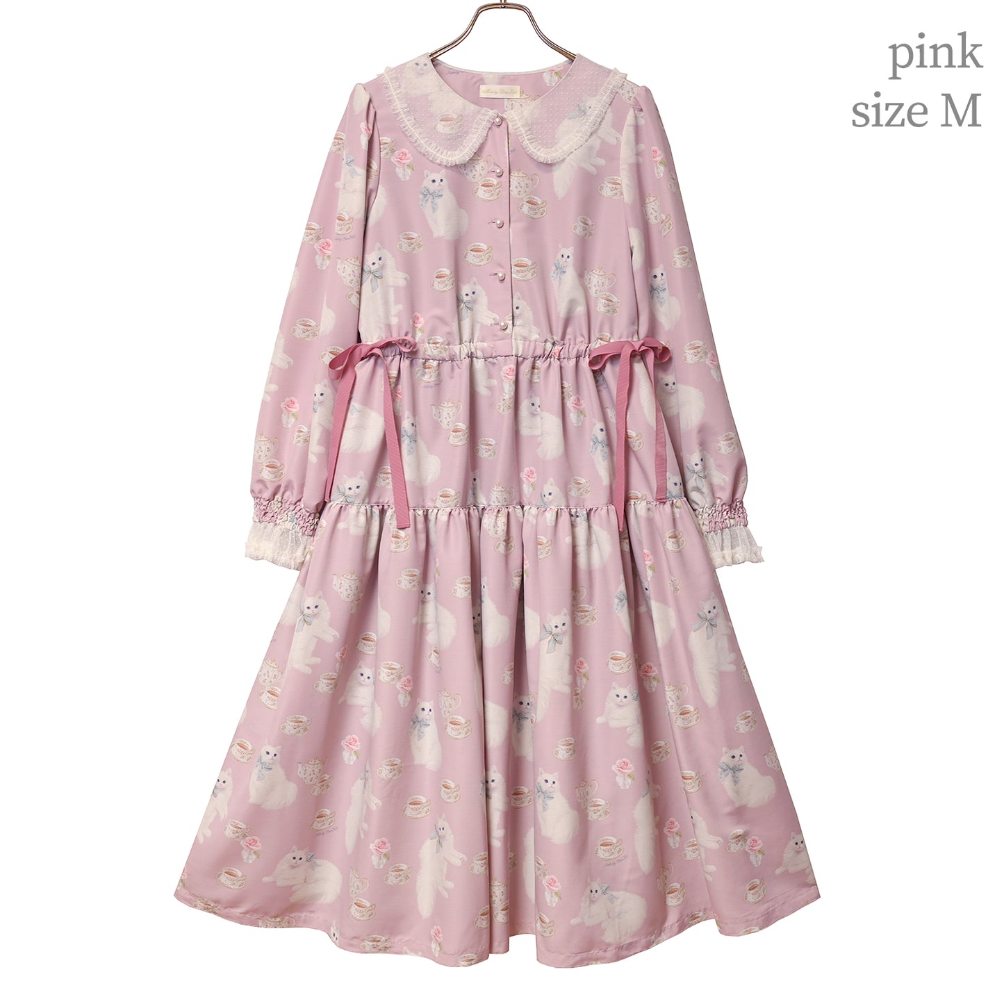 白猫のTea timeサイドリボンワンピース