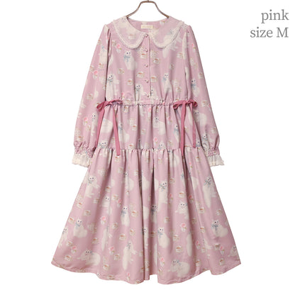 白猫のTea timeサイドリボンワンピース