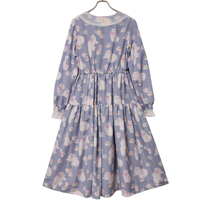 白猫のTea timeサイドリボンワンピース