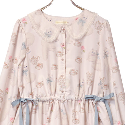 白猫のTea timeサイドリボンワンピース